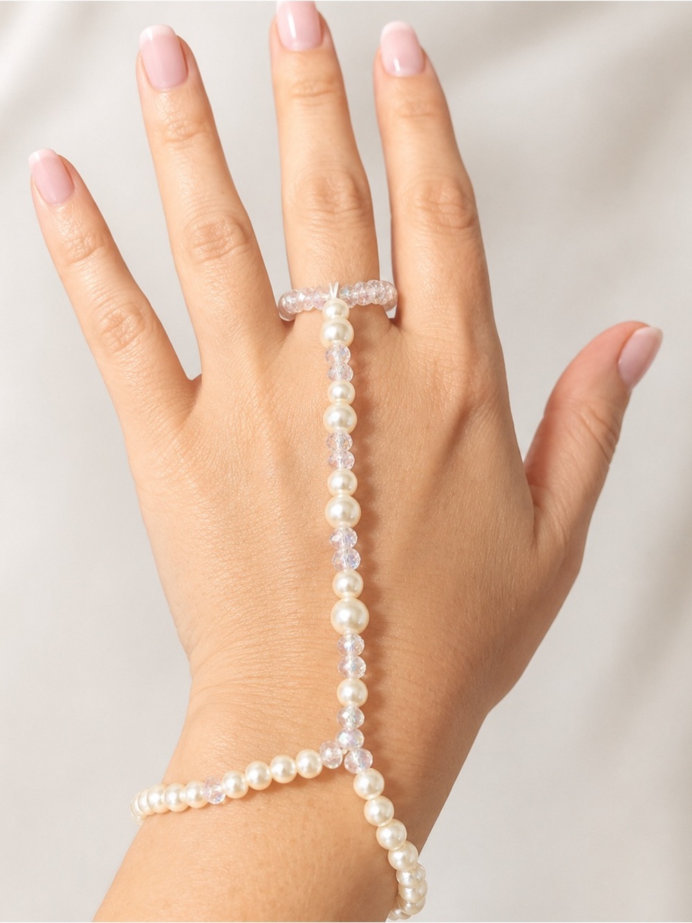 Pearl and Crystal hand chain